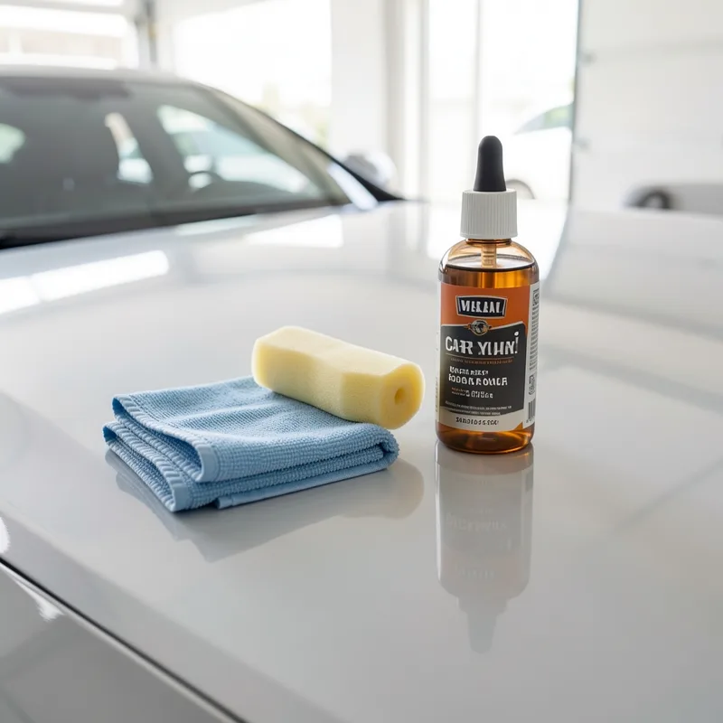 Carrosserie noire couverte de mousse de prélavage, gant en microfibre passé sur l'aile avant